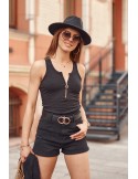 High-waisted denim shorts black 6200 - Online store - Boutique